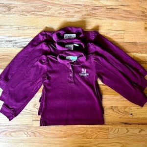 One Girls long sleeve polo | YXS 5-6 | Burgundy | Challenger School Uniform